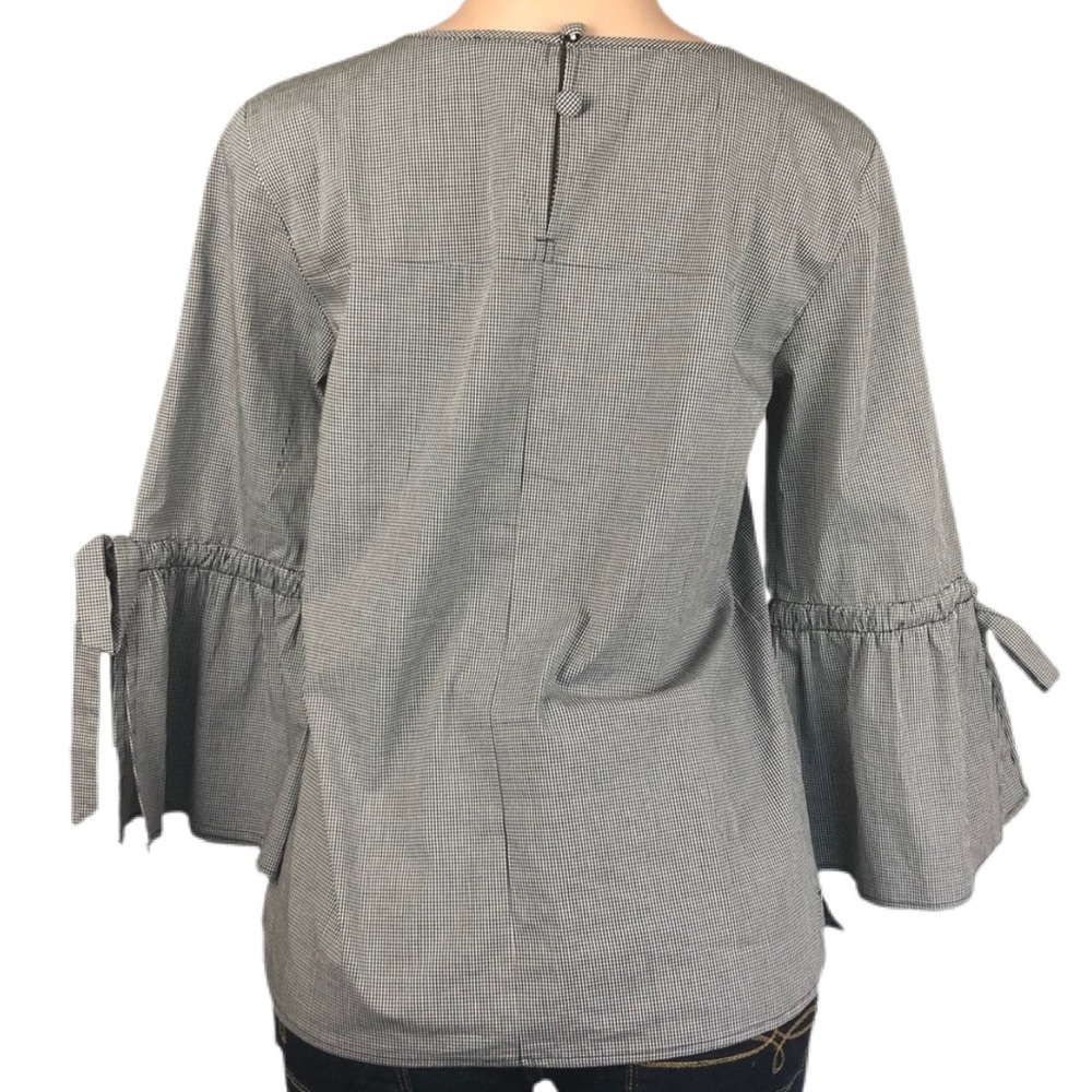 J. Crew Blouse Bell Sleeve Top Gingham Plaid - Picture 3 of 14